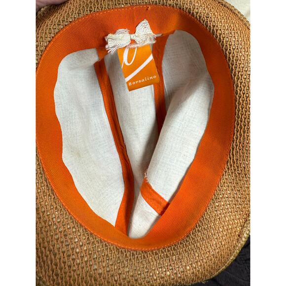 Vintage Borsalino Plaid Tweed Fedora Hat w/Straw Brim size S/M - Picture 9 of 12